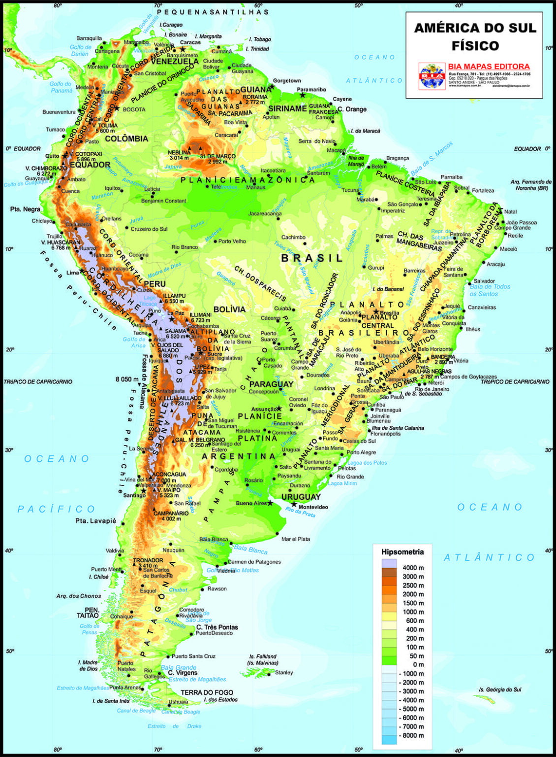 América Do Sul Físico • Bia Mapas 5796