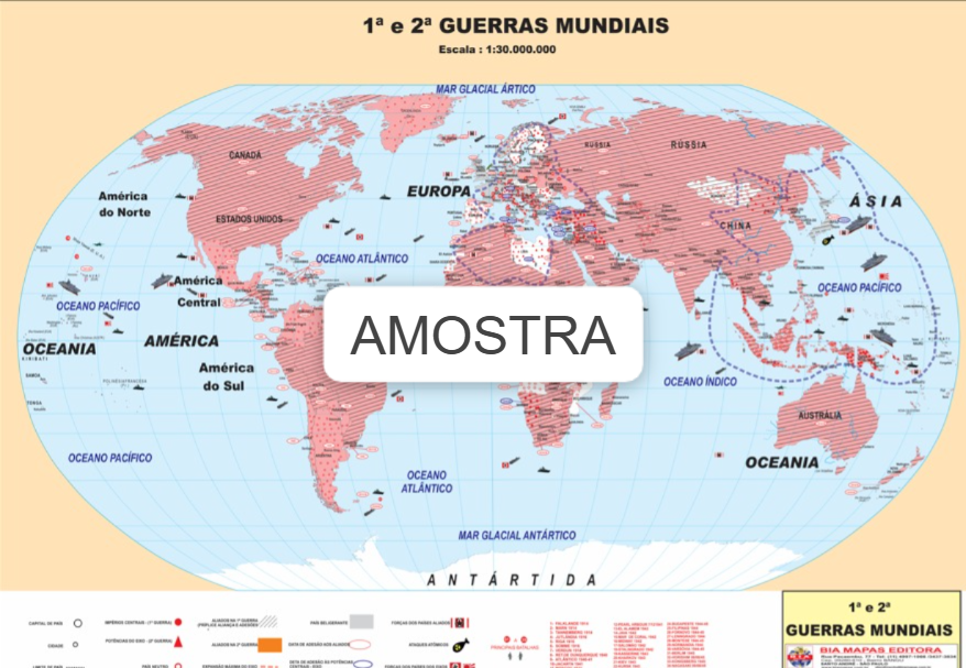 Mapa 1° e 2° Guerras Mundiais