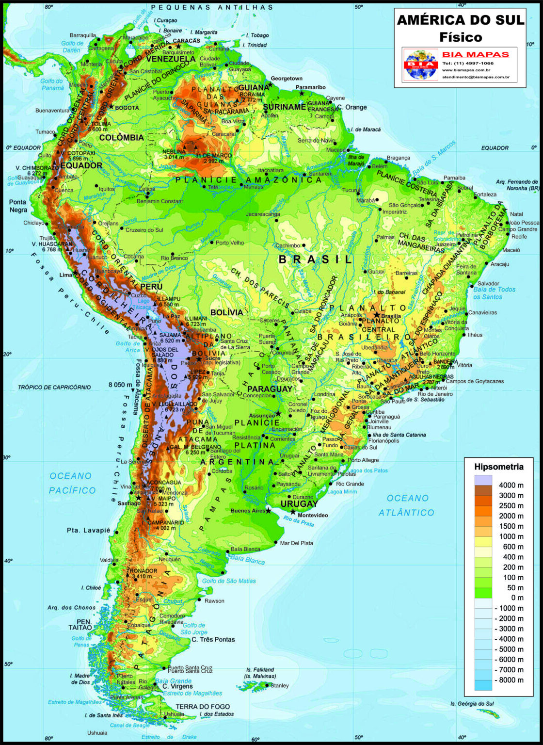 América Do Sul Físico • Bia Mapas 5453