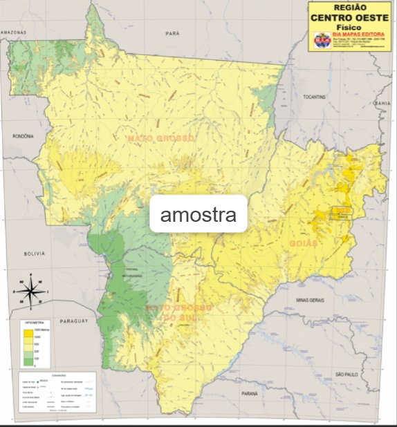 Mapa Região Centro Oeste Físico