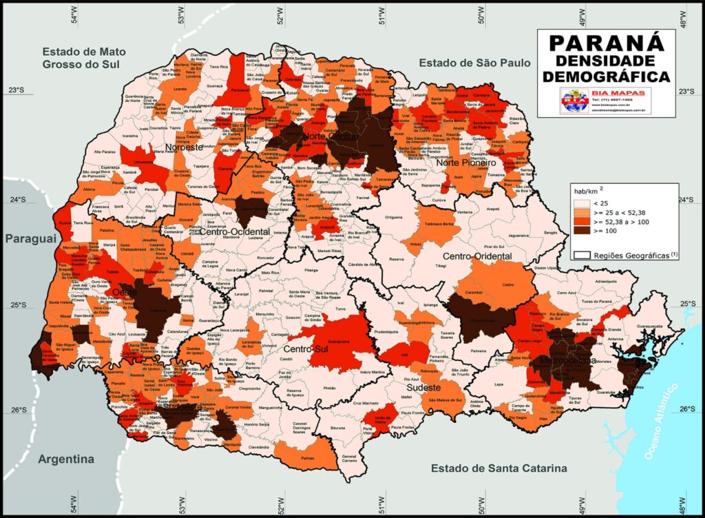 Paraná Densidade Demográfica Bia Mapas